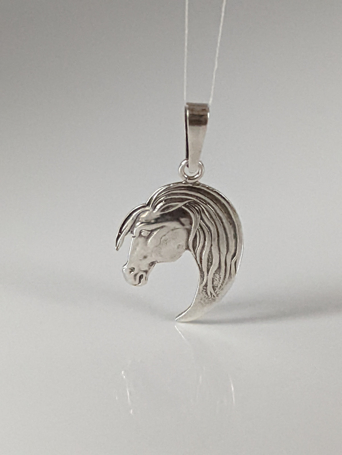 Silver Steed Long Mane Horse Head Silver Pendant