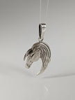 Silver Steed Long Mane Horse Head Silver Pendant