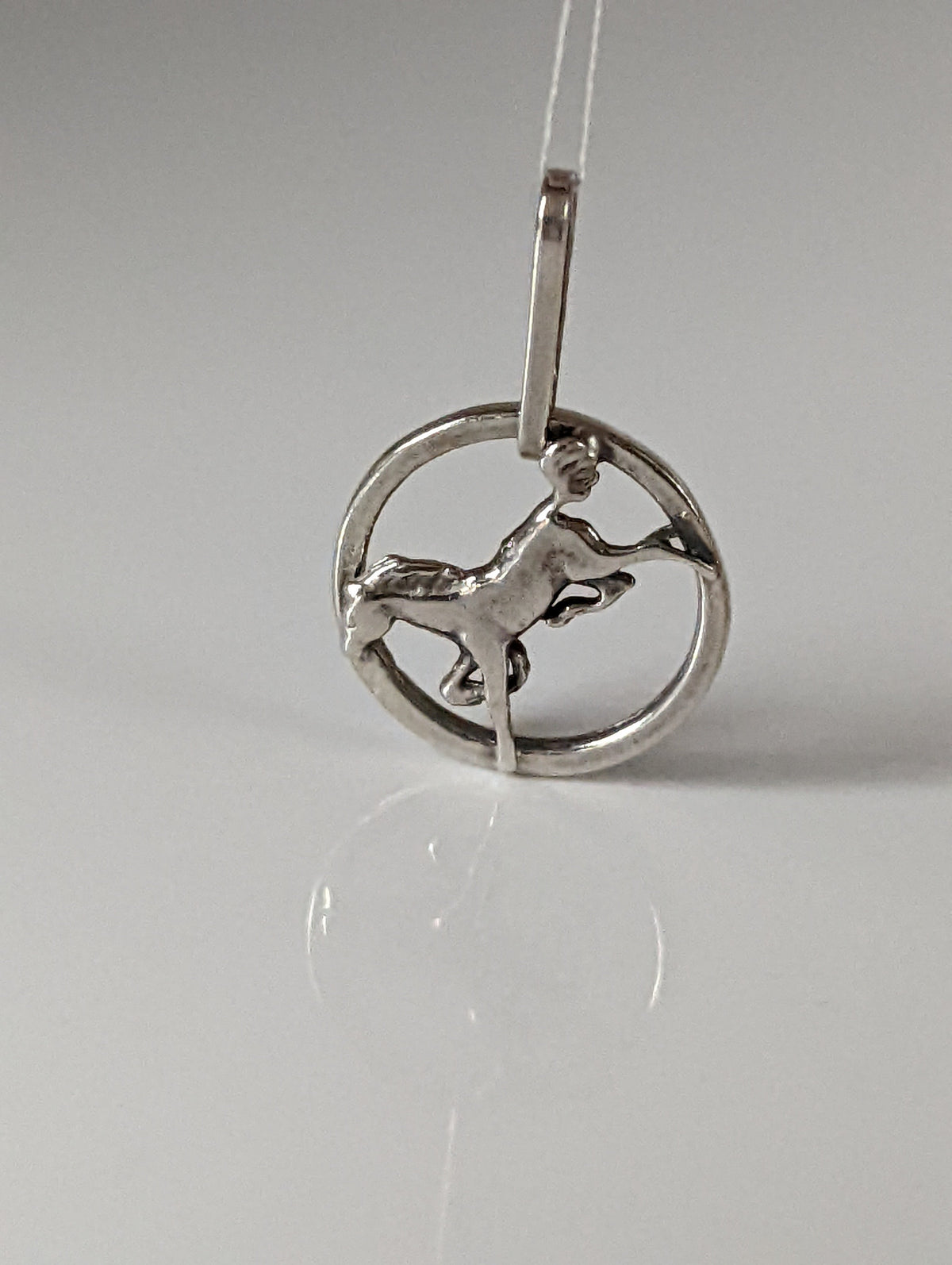 Silver Steed Horse in a Circle Pendant