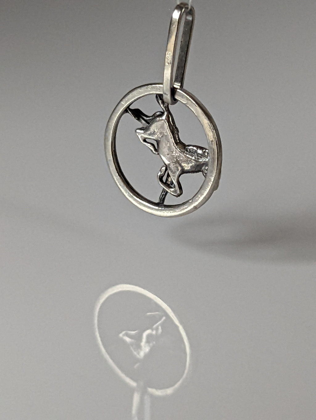 Silver Steed Horse in a Circle Pendant
