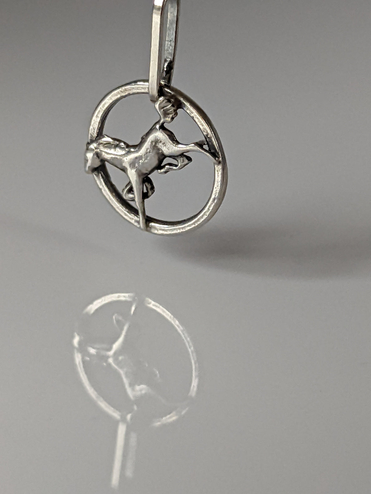 Silver Steed Horse in a Circle Pendant