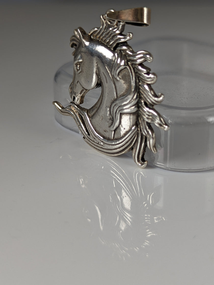 Silver Steed Mustang Horse Head Silver Pendant