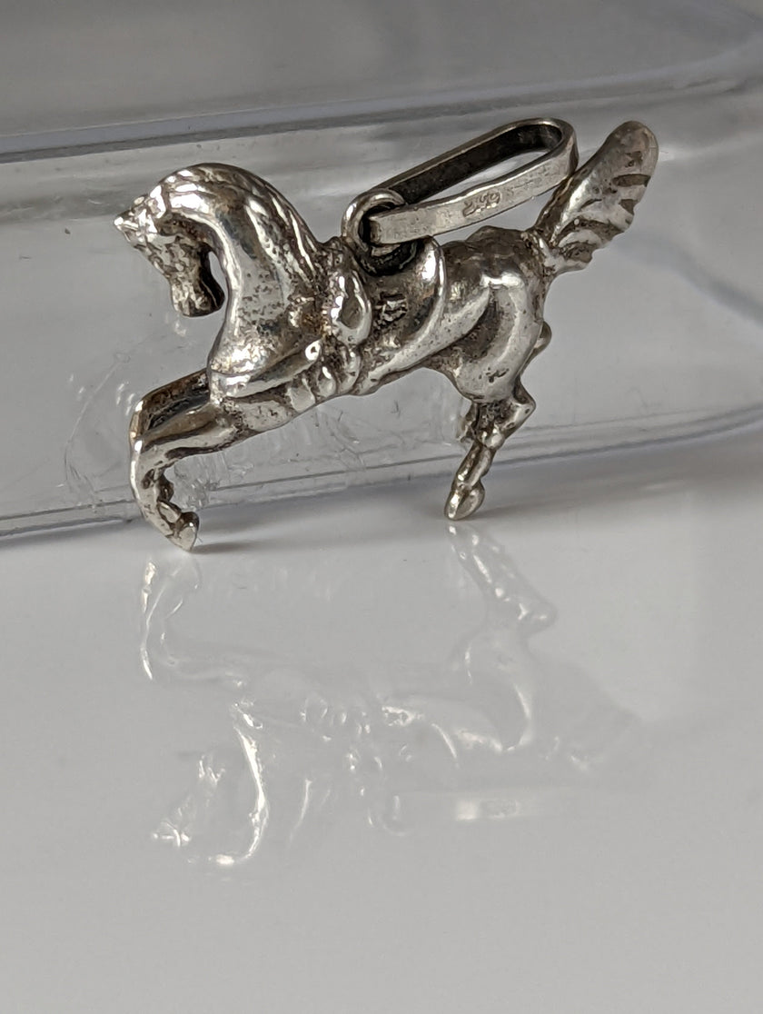 Silver Steed Carousel Horse Silver Pendant
