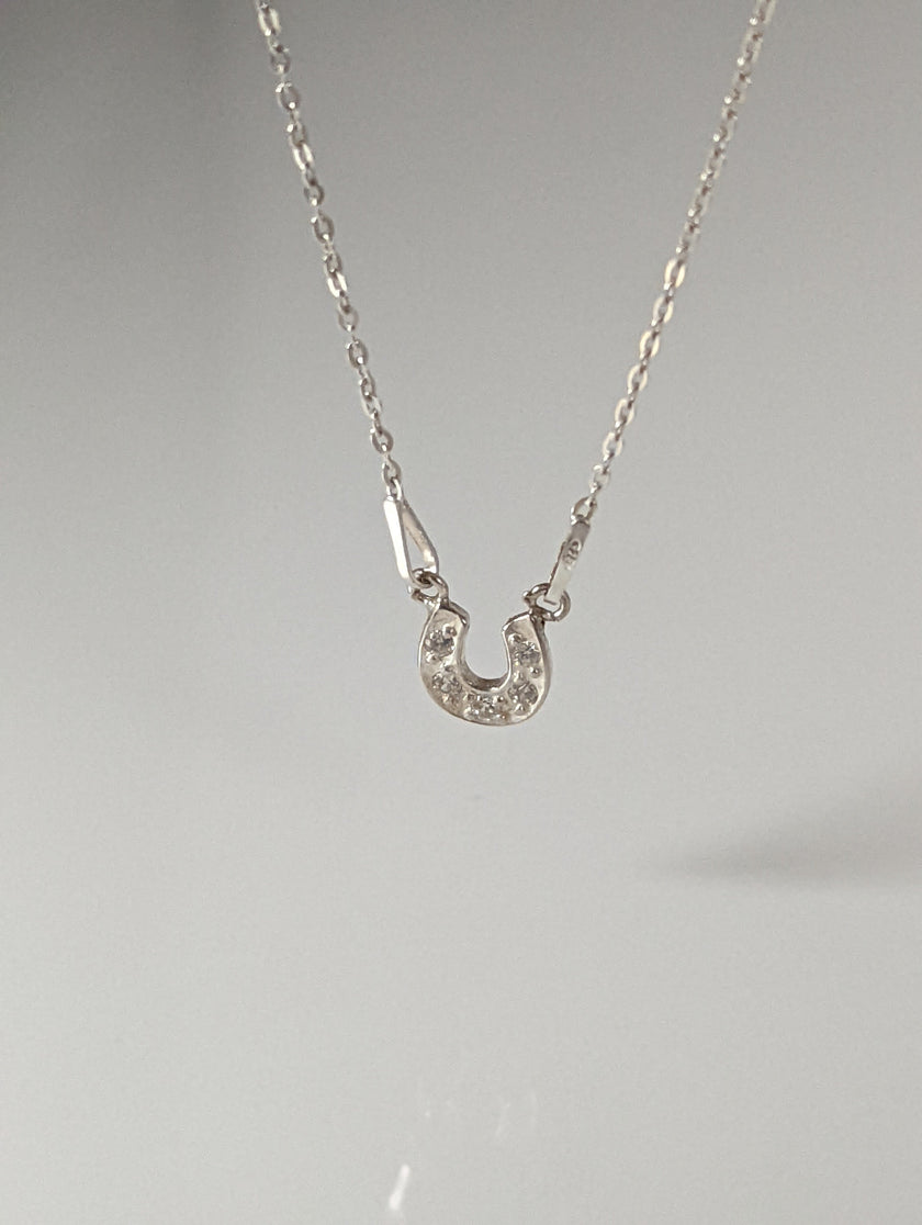 Silver Steed Crystal Horseshoe Necklace