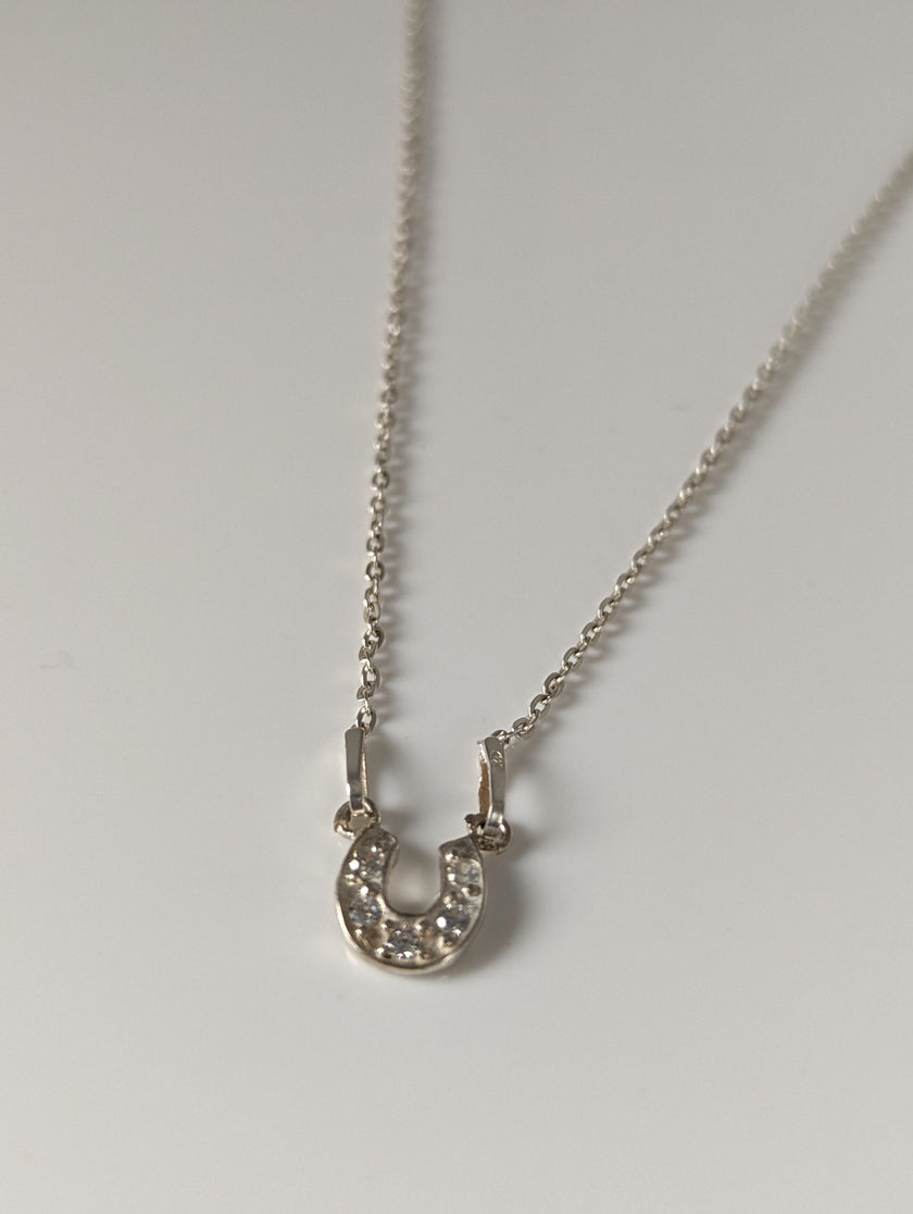 Silver Steed Crystal Horseshoe Necklace