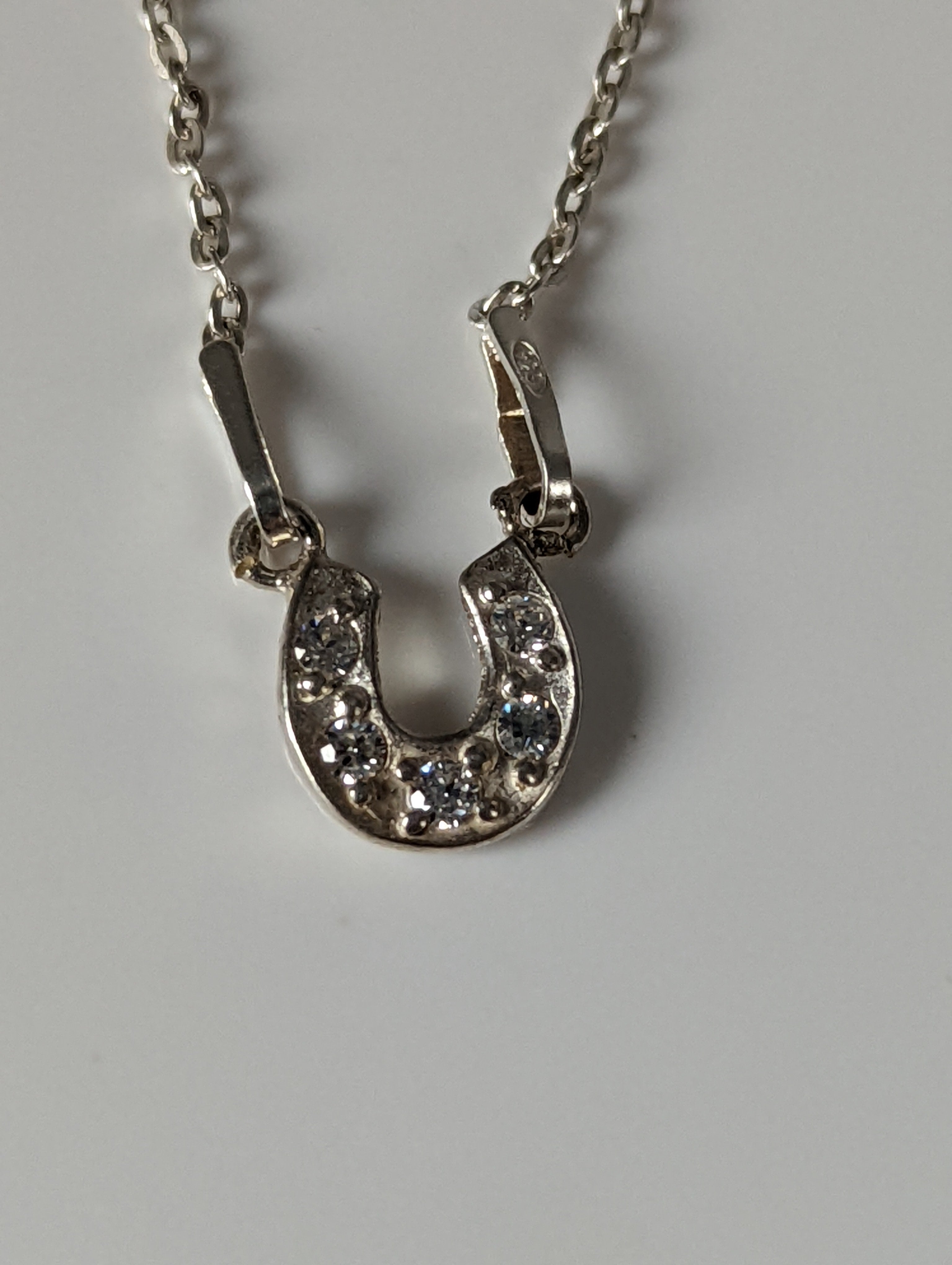 Silver Steed Crystal Horseshoe Necklace