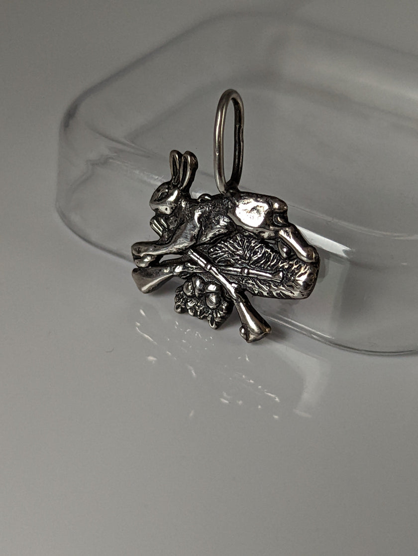 Silver Steed Rabbit Hunting Silver Pendant