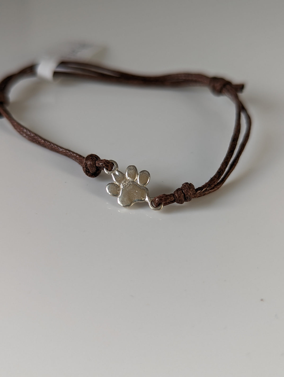 Silver Steed Paw Print Cord Bracelet