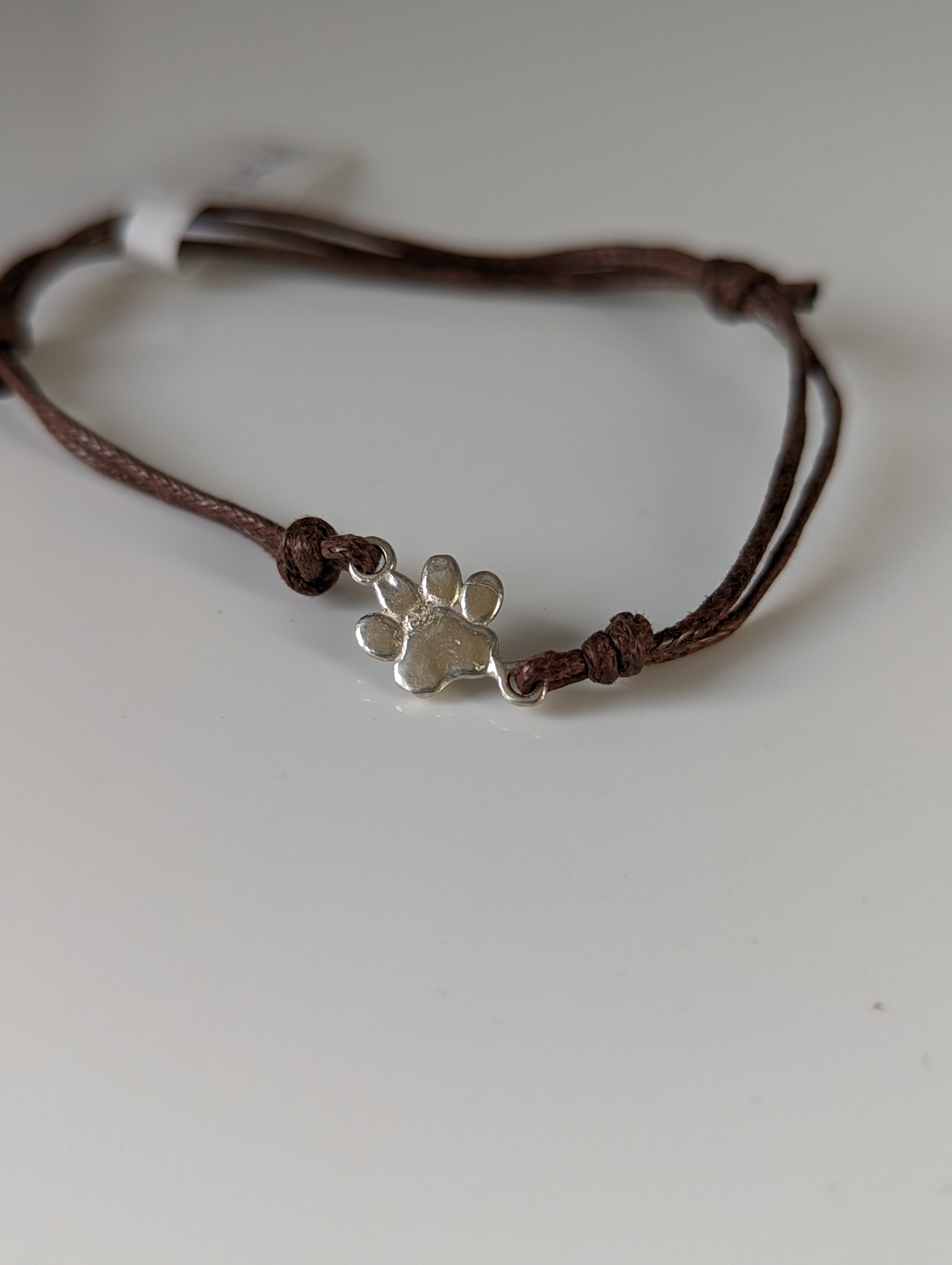Silver Steed Paw Print Cord Bracelet