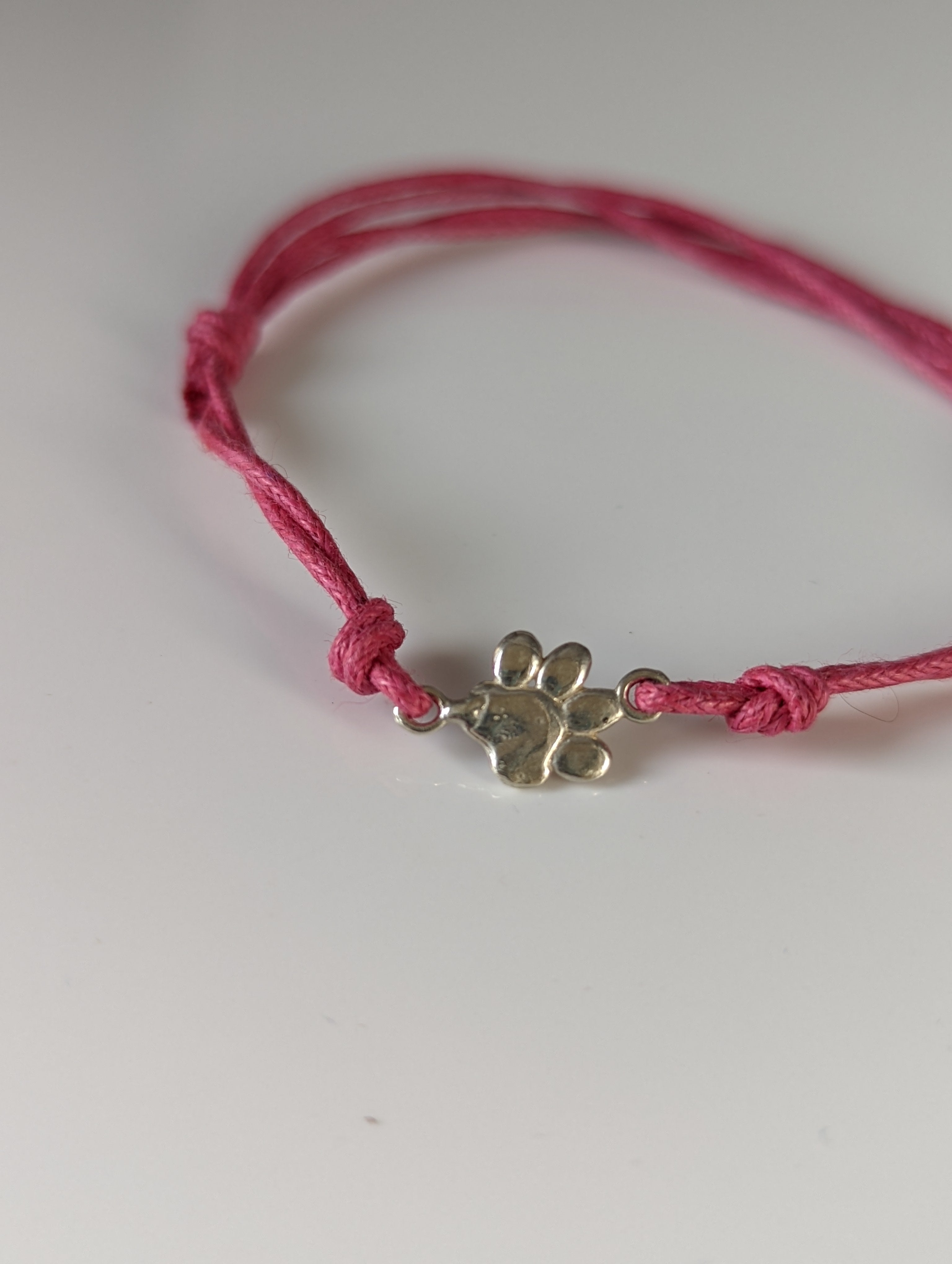 Silver Steed Paw Print Cord Bracelet