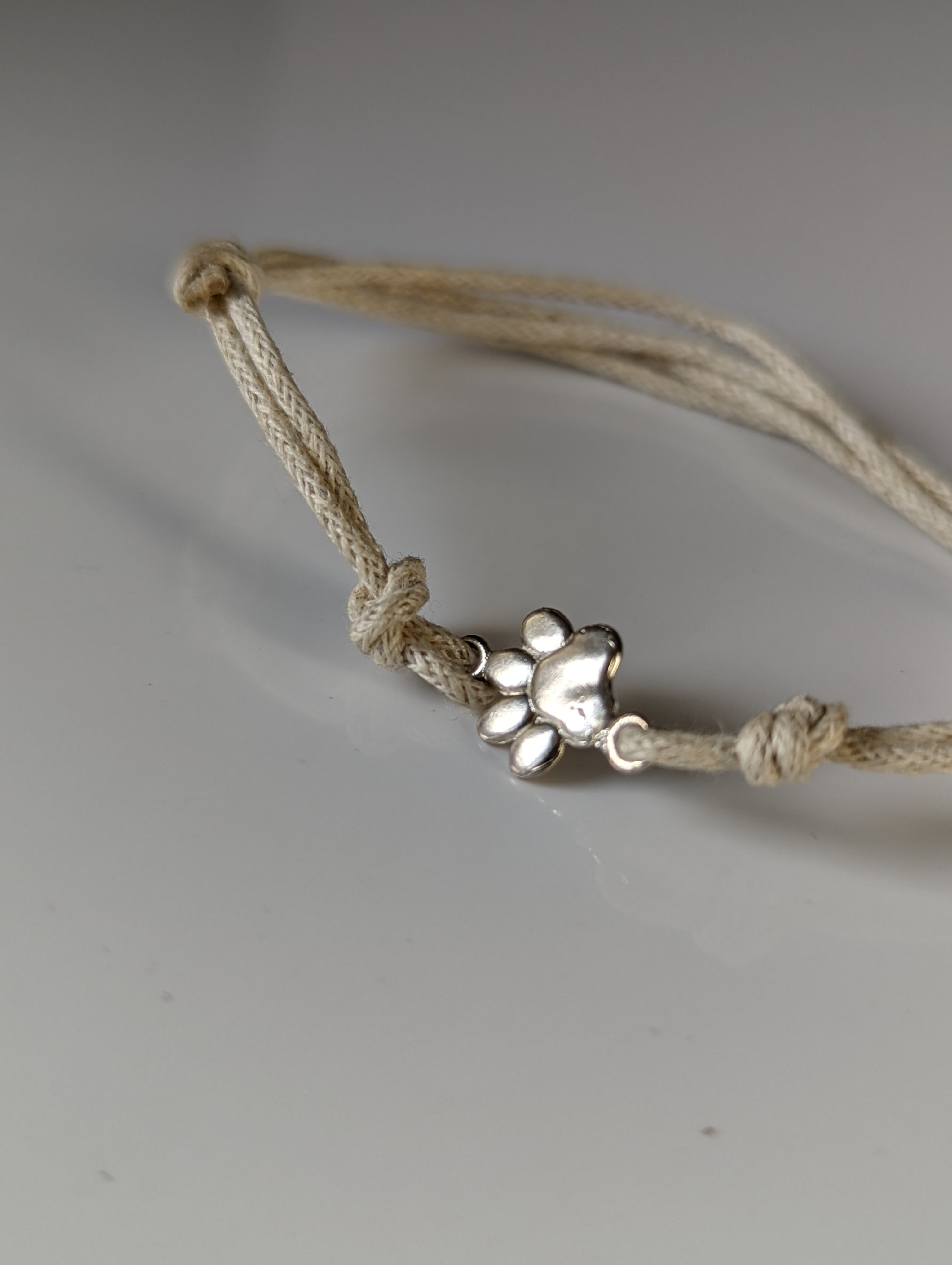 Silver Steed Paw Print Cord Bracelet