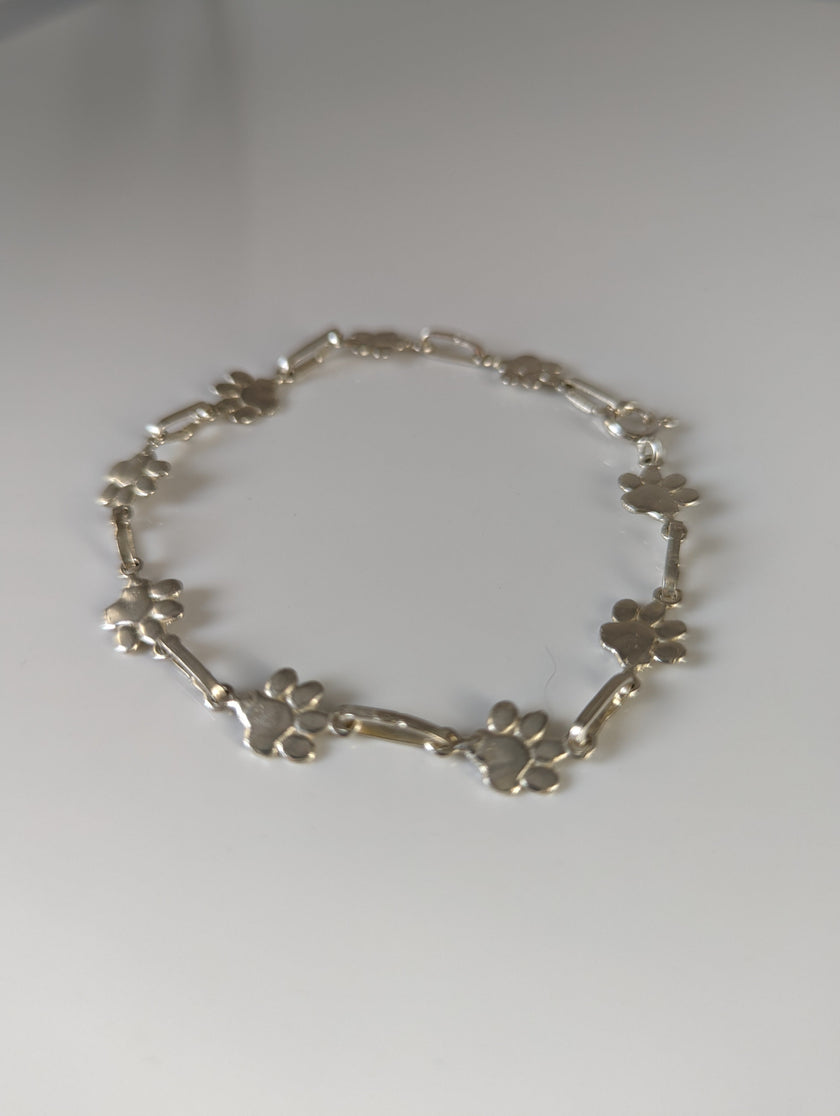 Silver Steed Paw Print Silver Bracelet