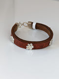 Silver Steed Paw Print Leather Bracelet