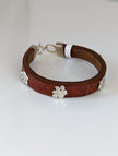 Silver Steed Paw Print Leather Bracelet