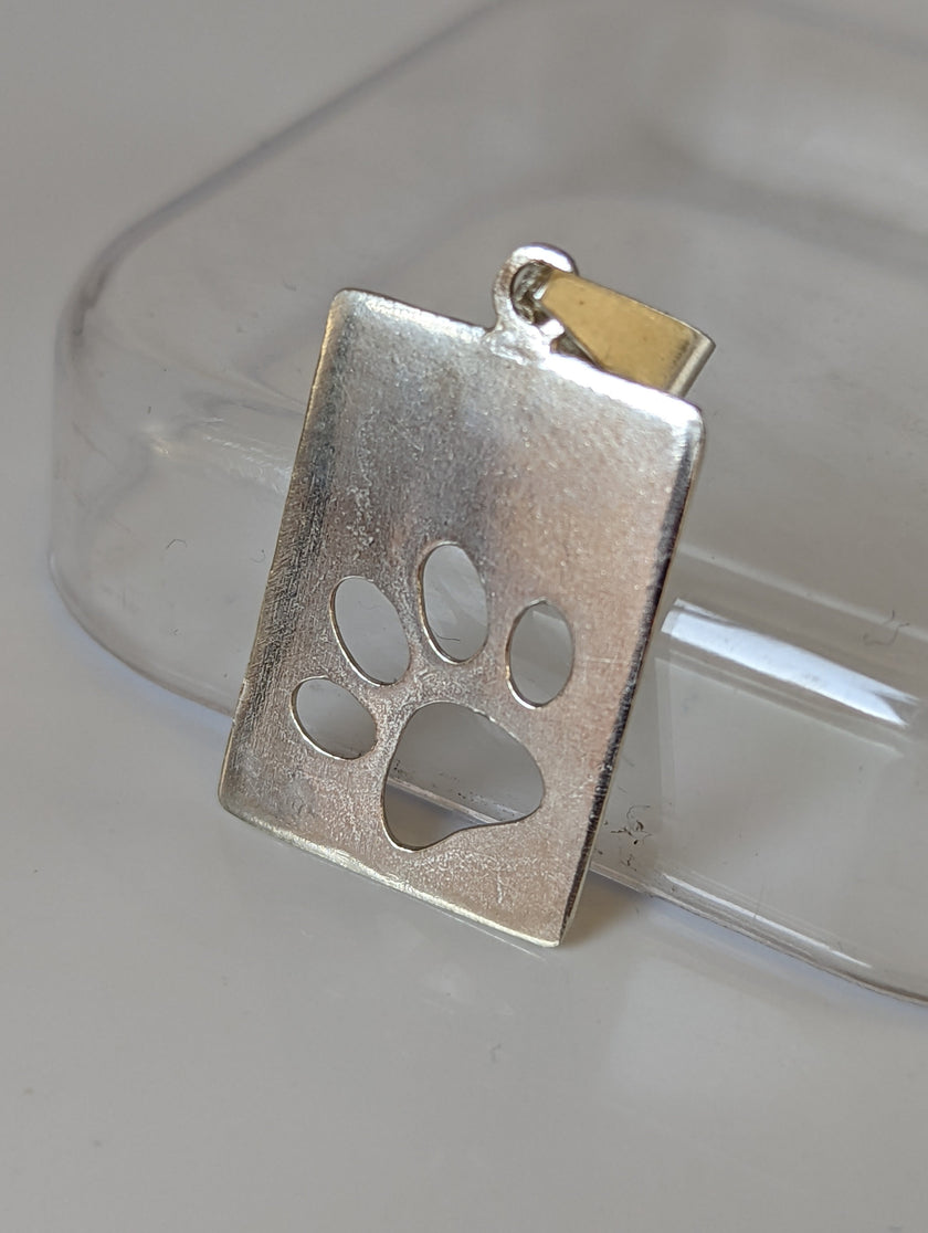 Silver Steed Paw Print Tag Silver Pendant