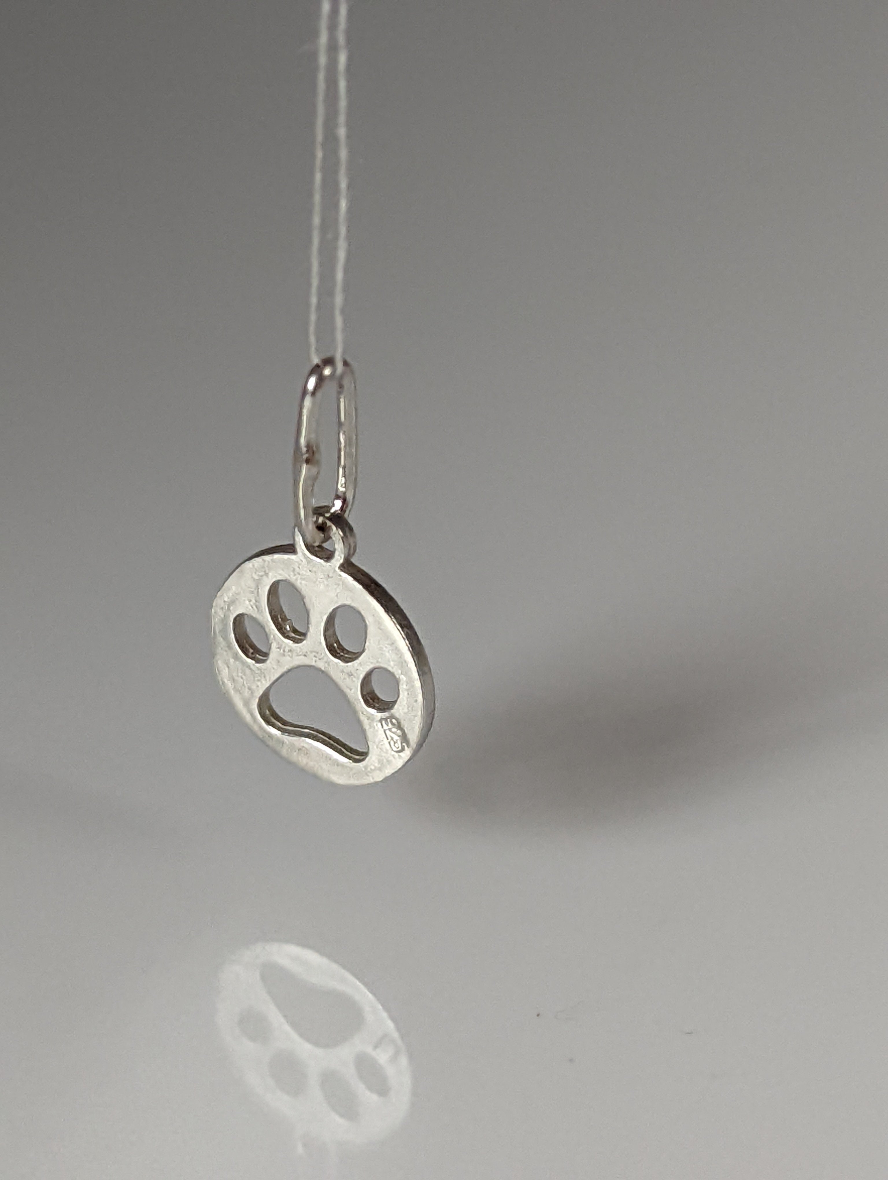 Silver Steed Round Paw Print Tag Silver Pendant