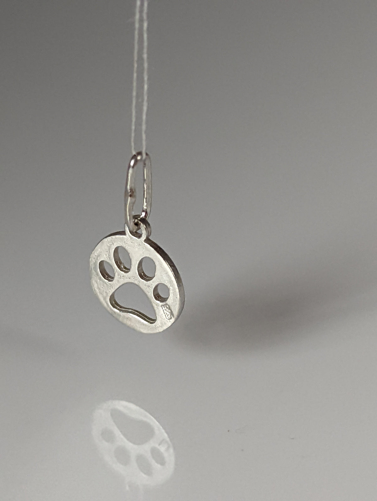 Silver Steed Round Paw Print Tag Silver Pendant