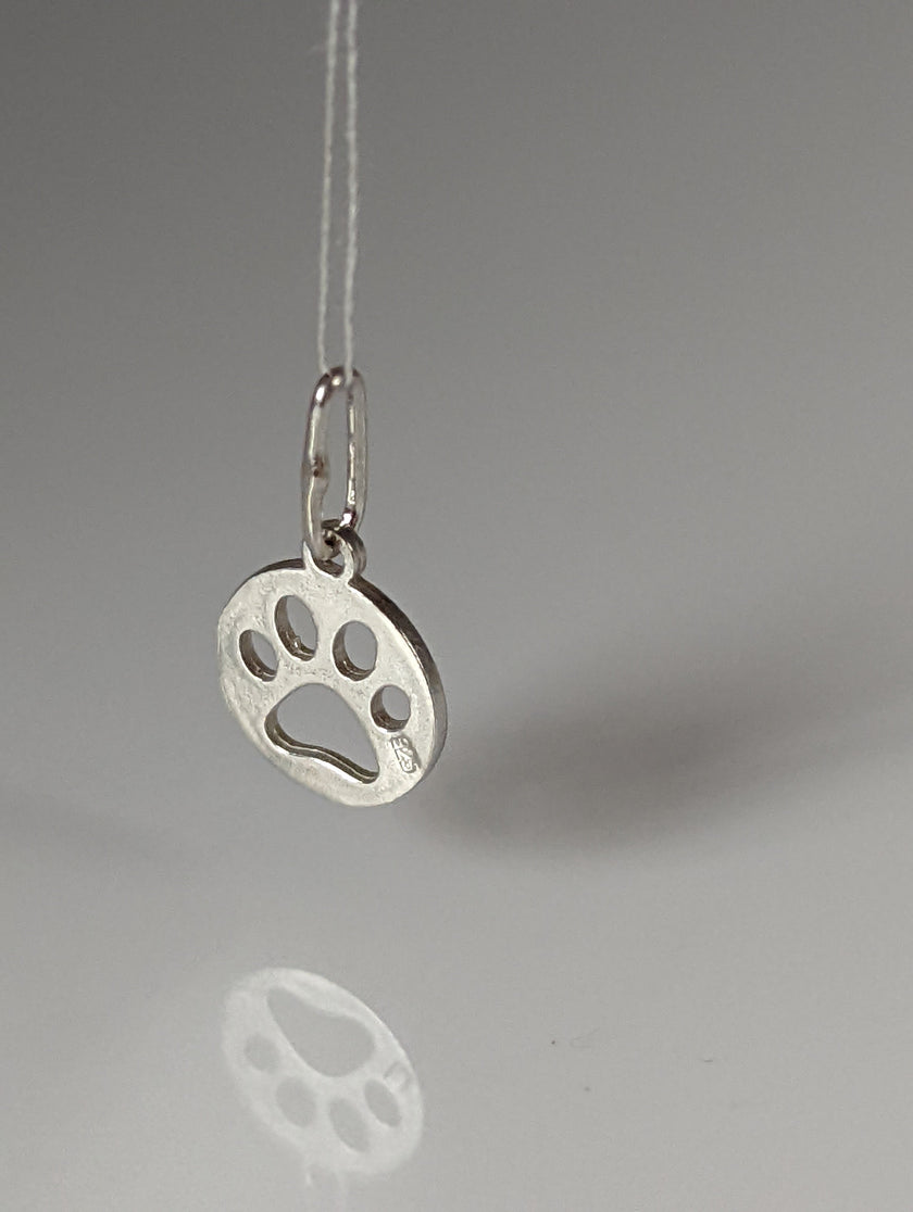 Silver Steed Round Paw Print Tag Silver Pendant