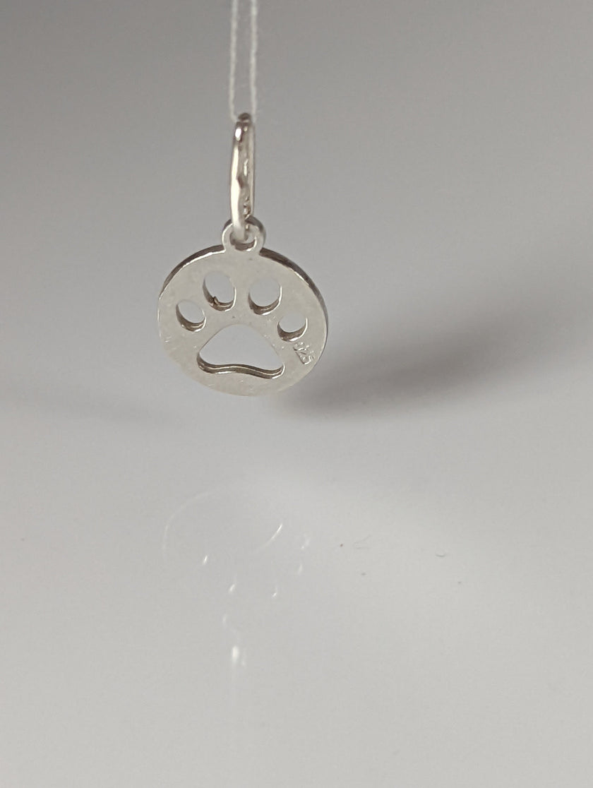 Silver Steed Round Paw Print Tag Silver Pendant