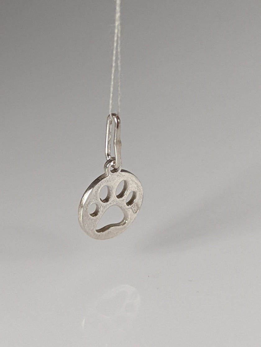 Silver Steed Round Paw Print Tag Silver Pendant