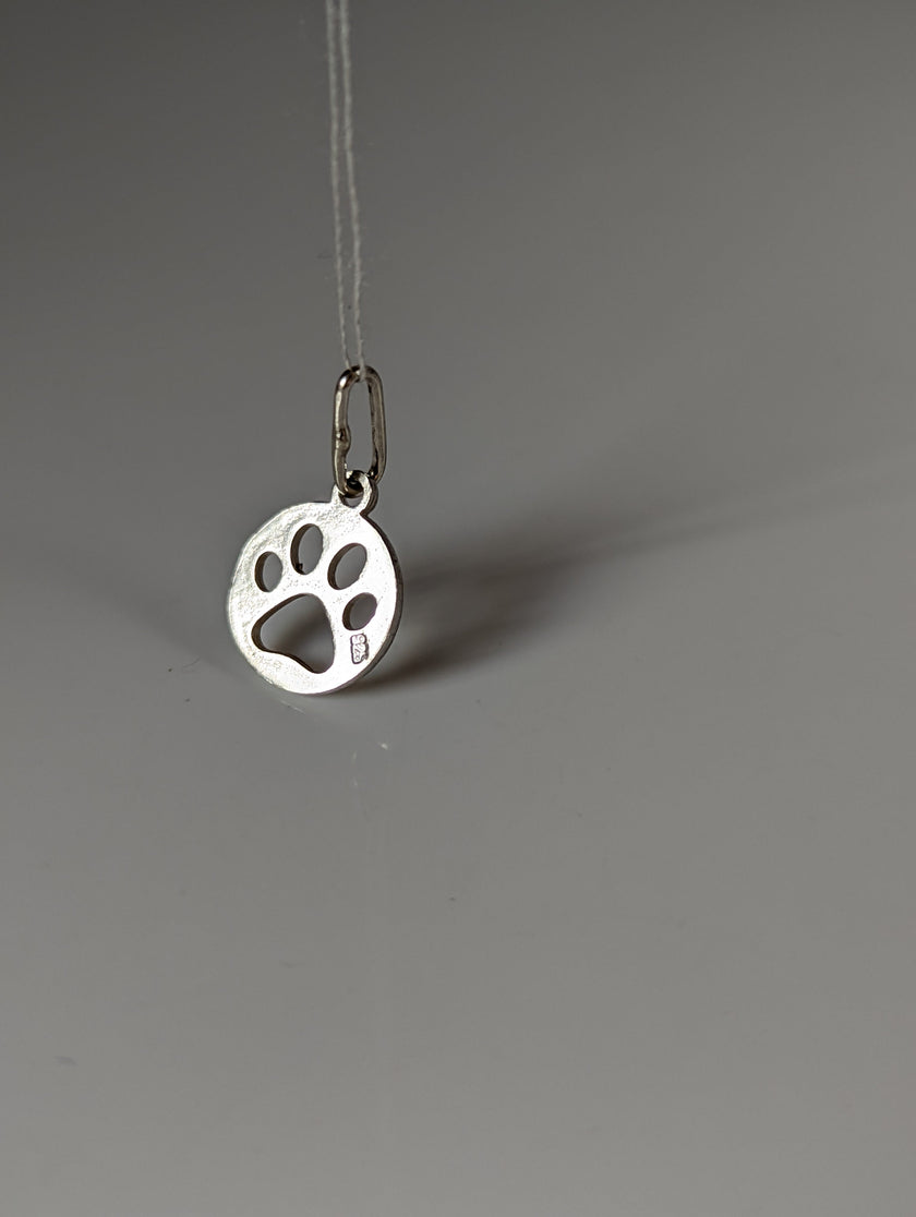 Silver Steed Round Paw Print Tag Silver Pendant