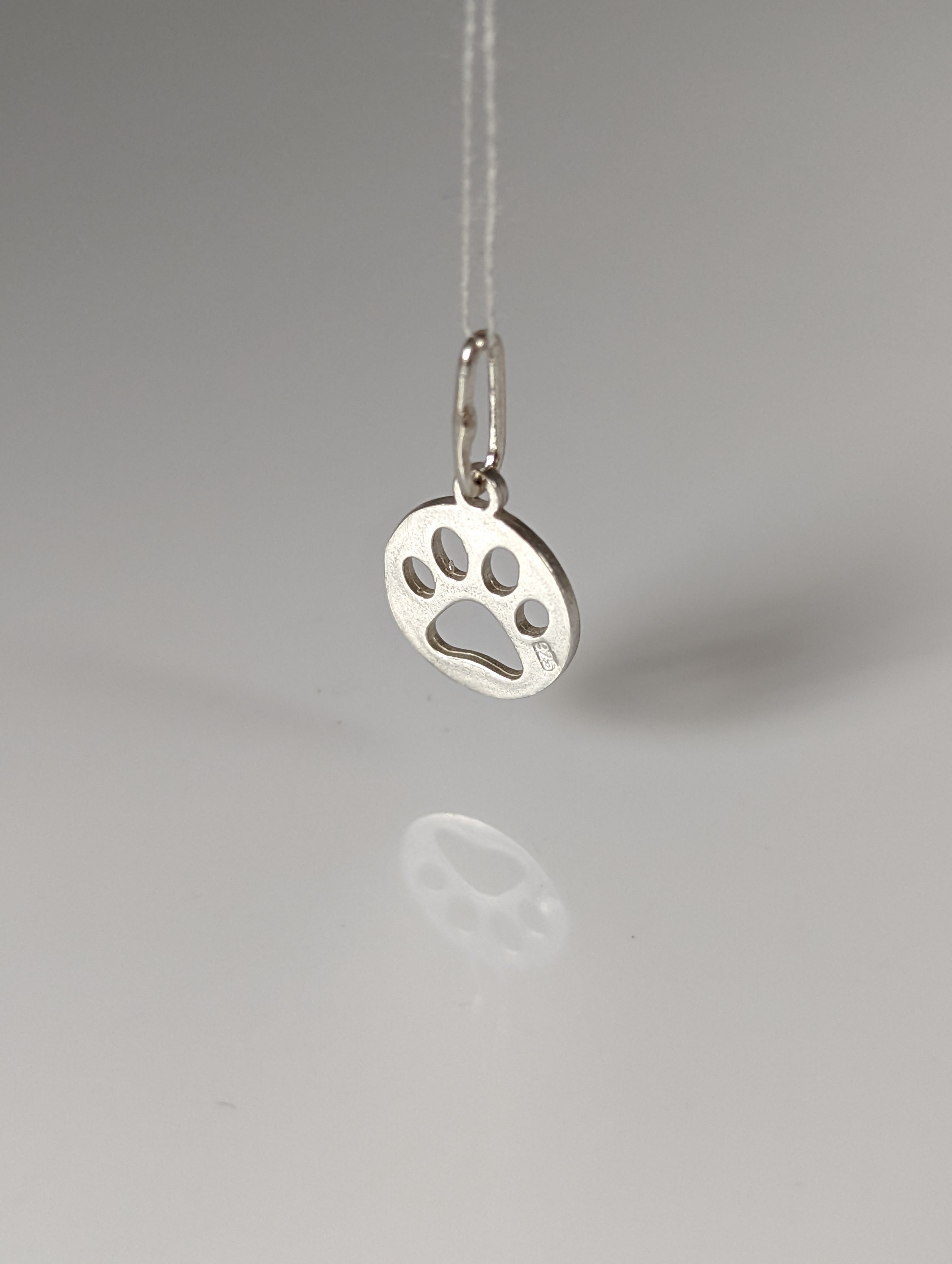 Silver Steed Round Paw Print Tag Silver Pendant