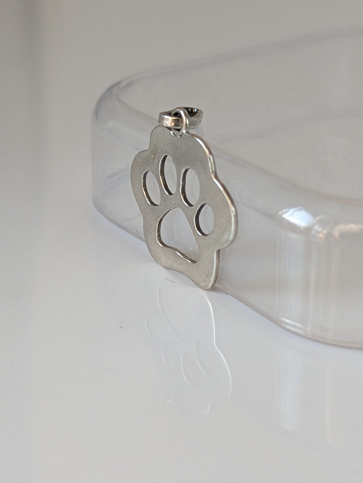 Silver Steed Flat Paw Print Silver Pendant