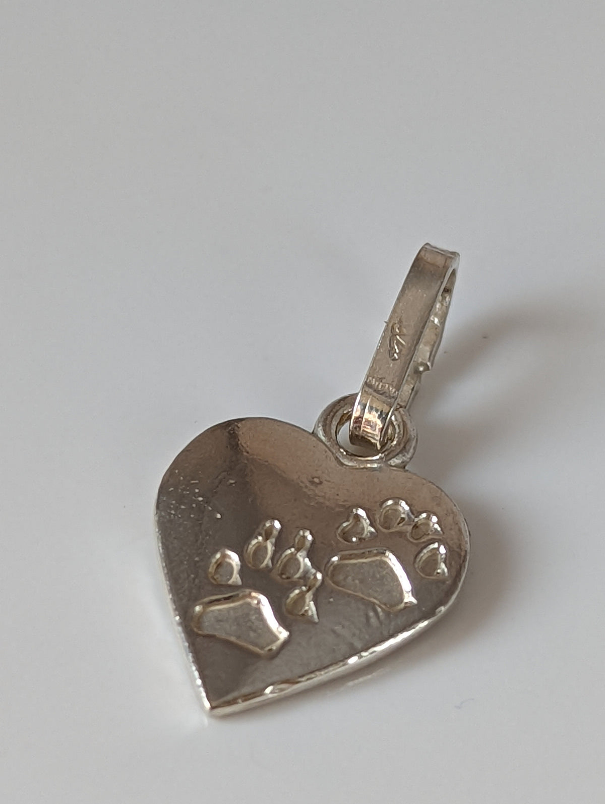 Silver Steed Paw Print on Heart Silver Pendant