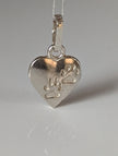 Silver Steed Paw Print on Heart Silver Pendant
