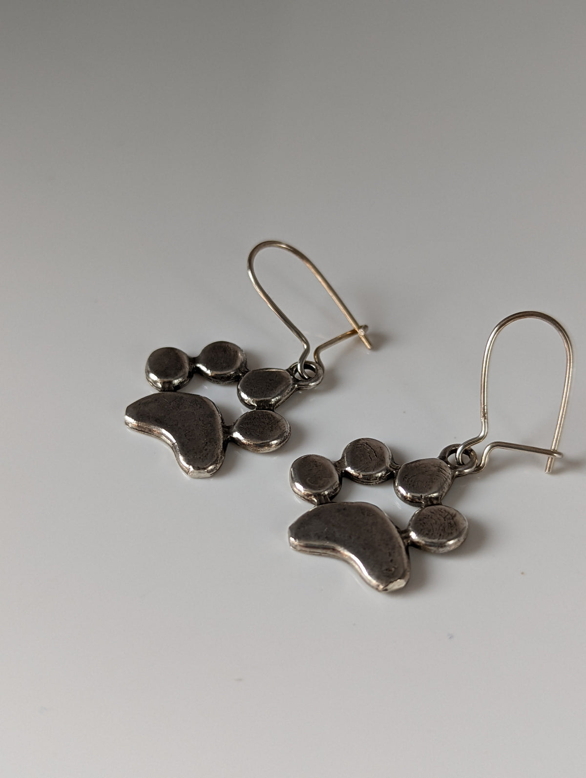 Silver Steed Paw Print Silver Dropped Earrings