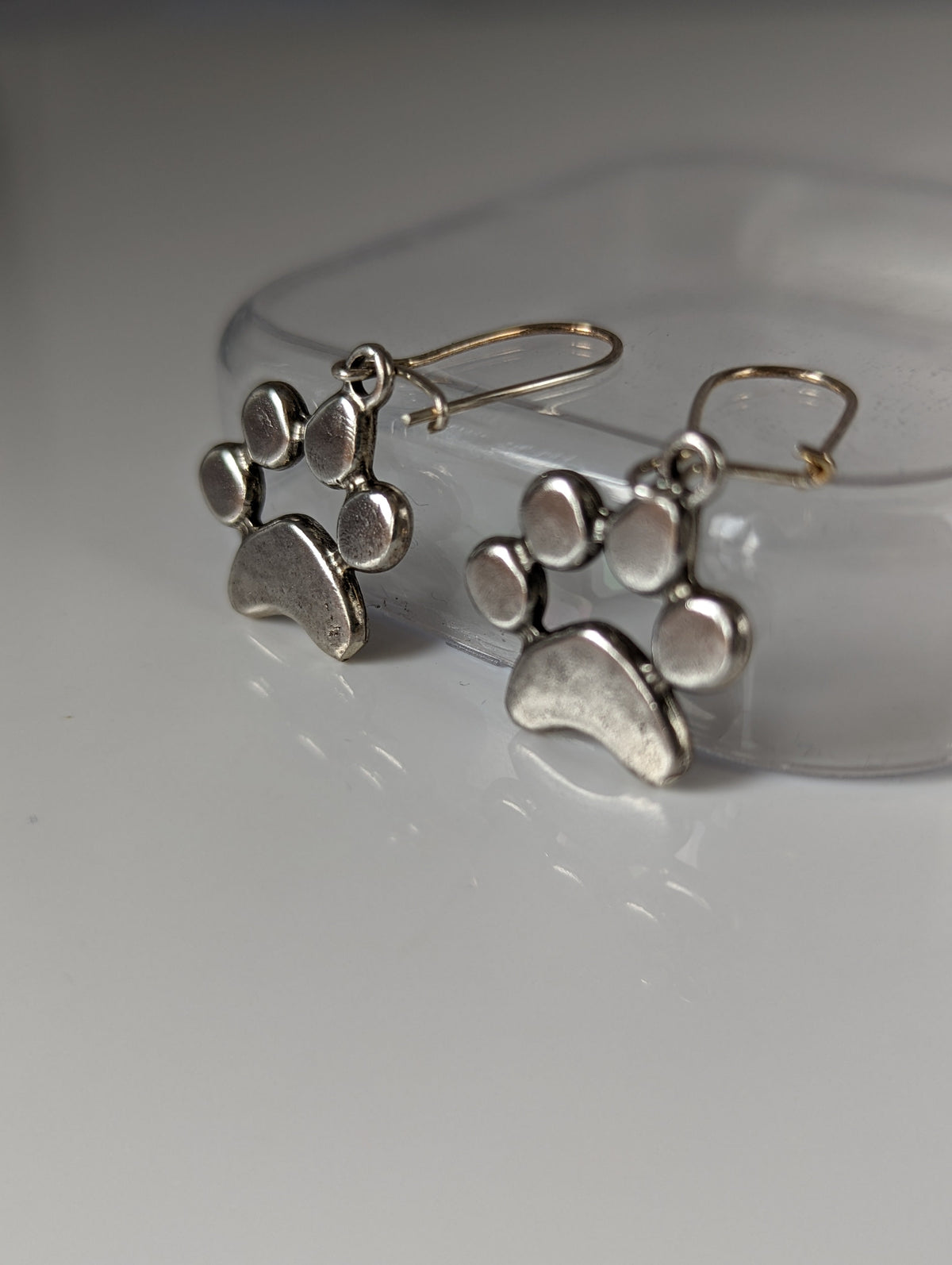 Silver Steed Paw Print Silver Dropped Earrings
