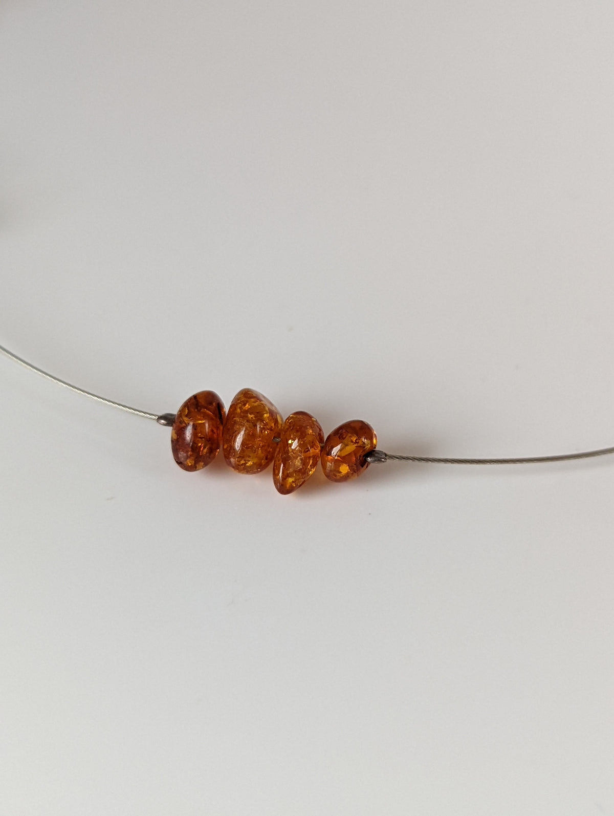 Silver Steed Real Amber Bead Necklace