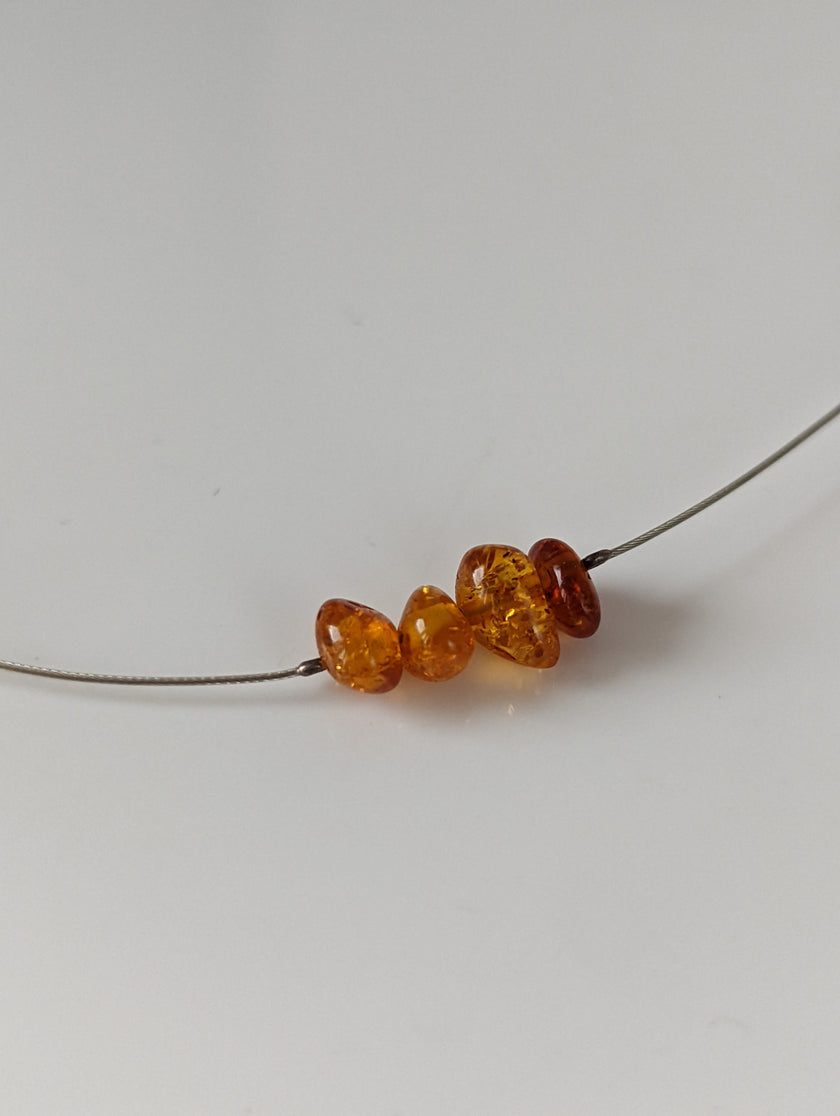Silver Steed Real Amber Bead Necklace