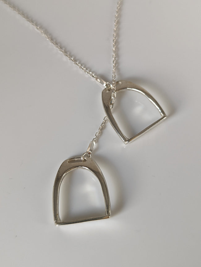 Silver Steed Two Stirrups Necklace