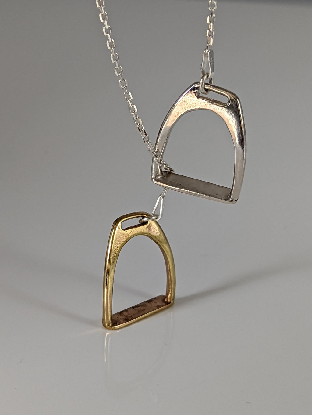 Silver Steed Two Stirrups Necklace