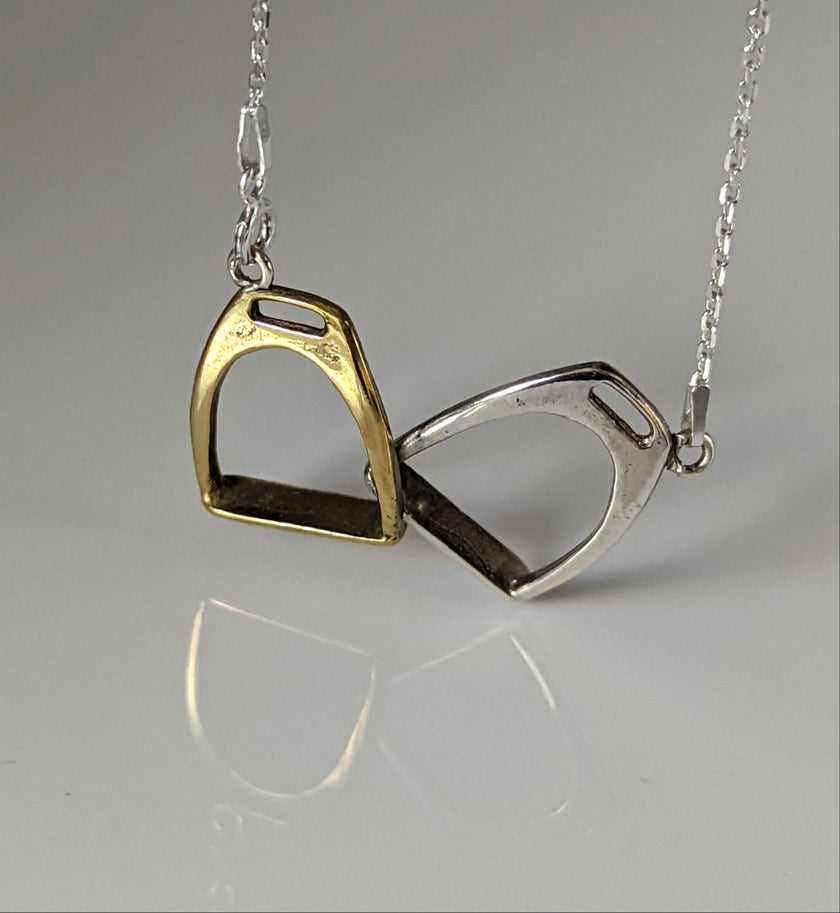 Silver Steed Two Stirrups Necklace