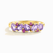Anillo de media eternidad de rubí rosa y amatista talla pera en vermeil de oro de 18k