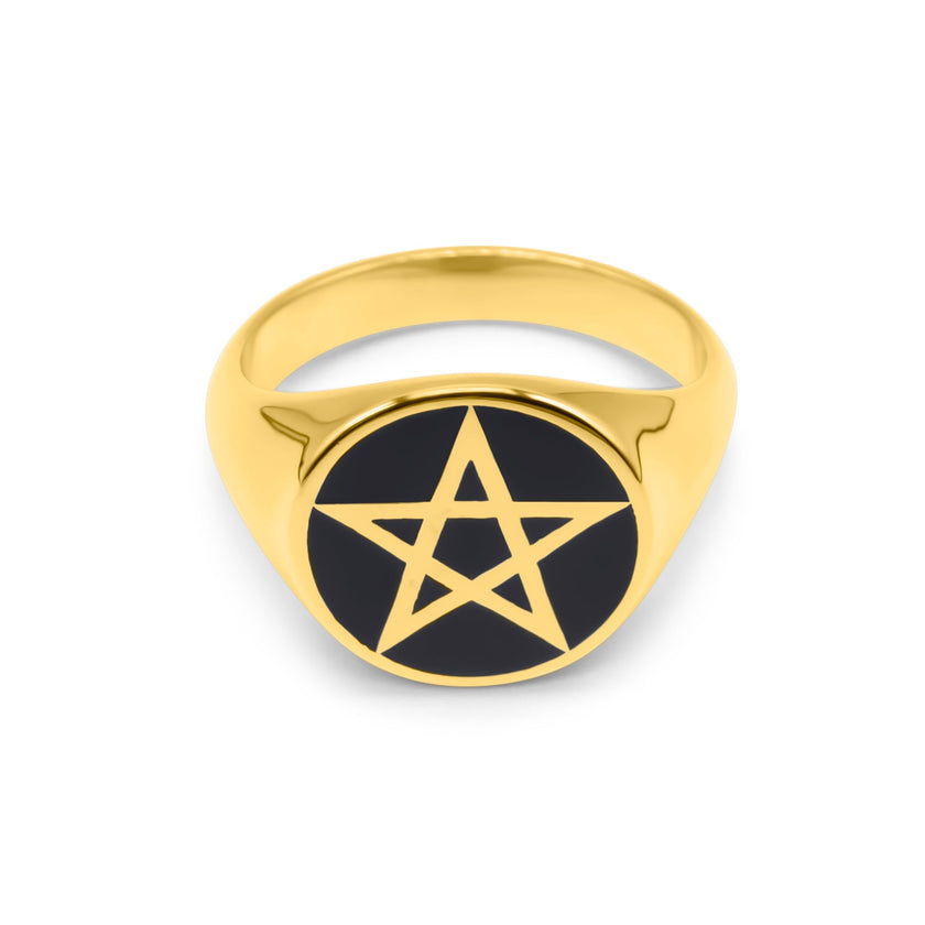 Gullring med pentagram-segl