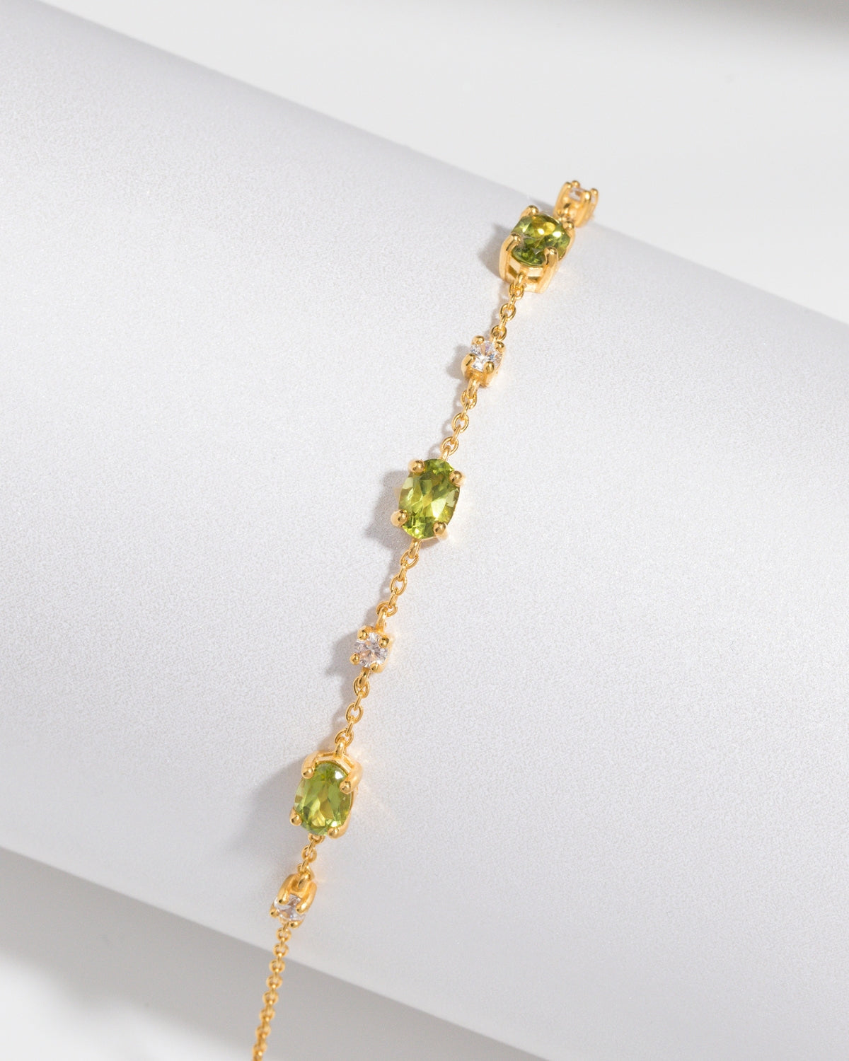 Peridot Bracelet and Earrings Set in 18k Gold Vermeil