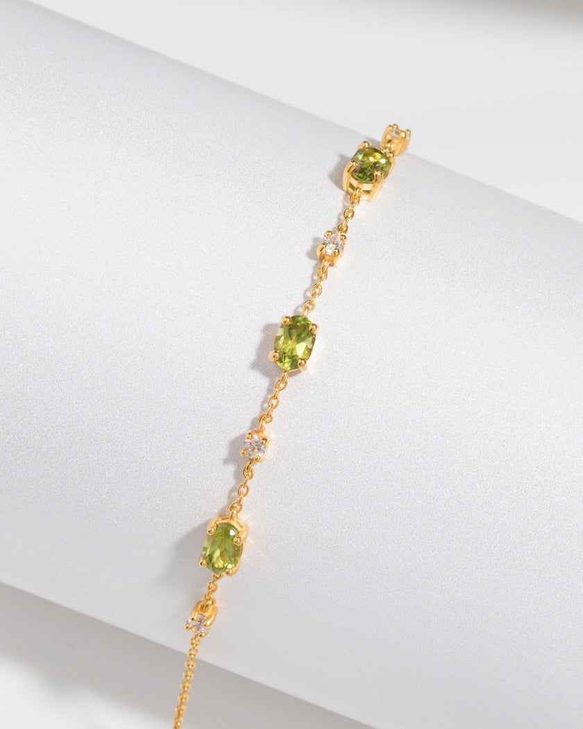 Peridot Bracelet and Earrings Set in 18k Gold Vermeil