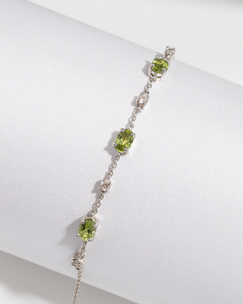 Peridot Bracelet and Earrings Set in Sterling Silver