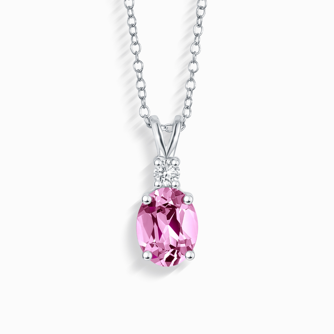 Pink Sapphire Pendant Necklace in Sterling Silver
