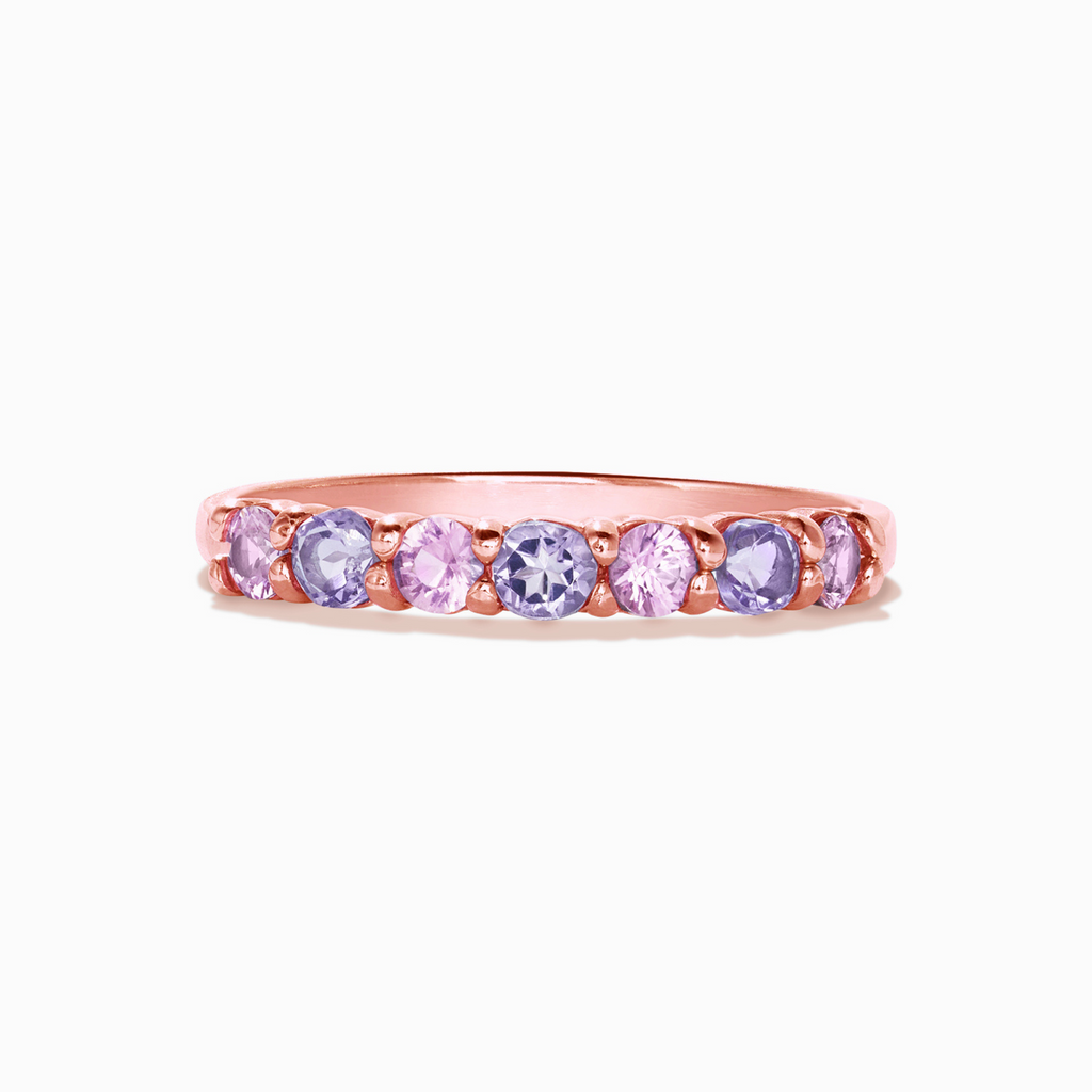 Roze Saffier & Roze Amethist Half-Eeuwigheidsring in 18K Roségoud Vermeil