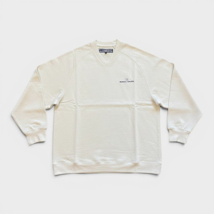 V Neck Logo Sweatshirt Cloud White