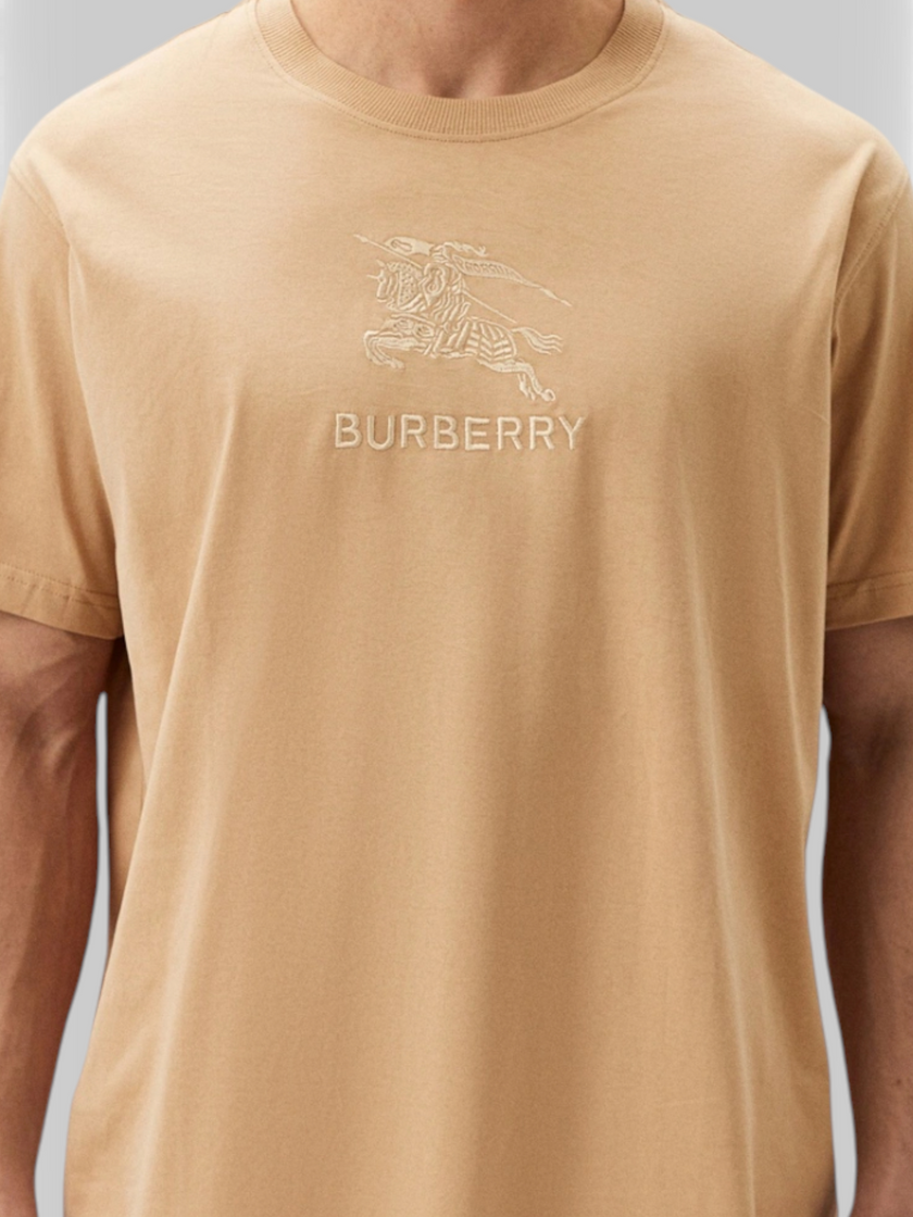 Logo Embroidered Cotton T-Shirt Soft Fawn