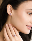 Lavender Amethyst Round Stud Earrings 6 mm in 18k Rose Gold Vermeil