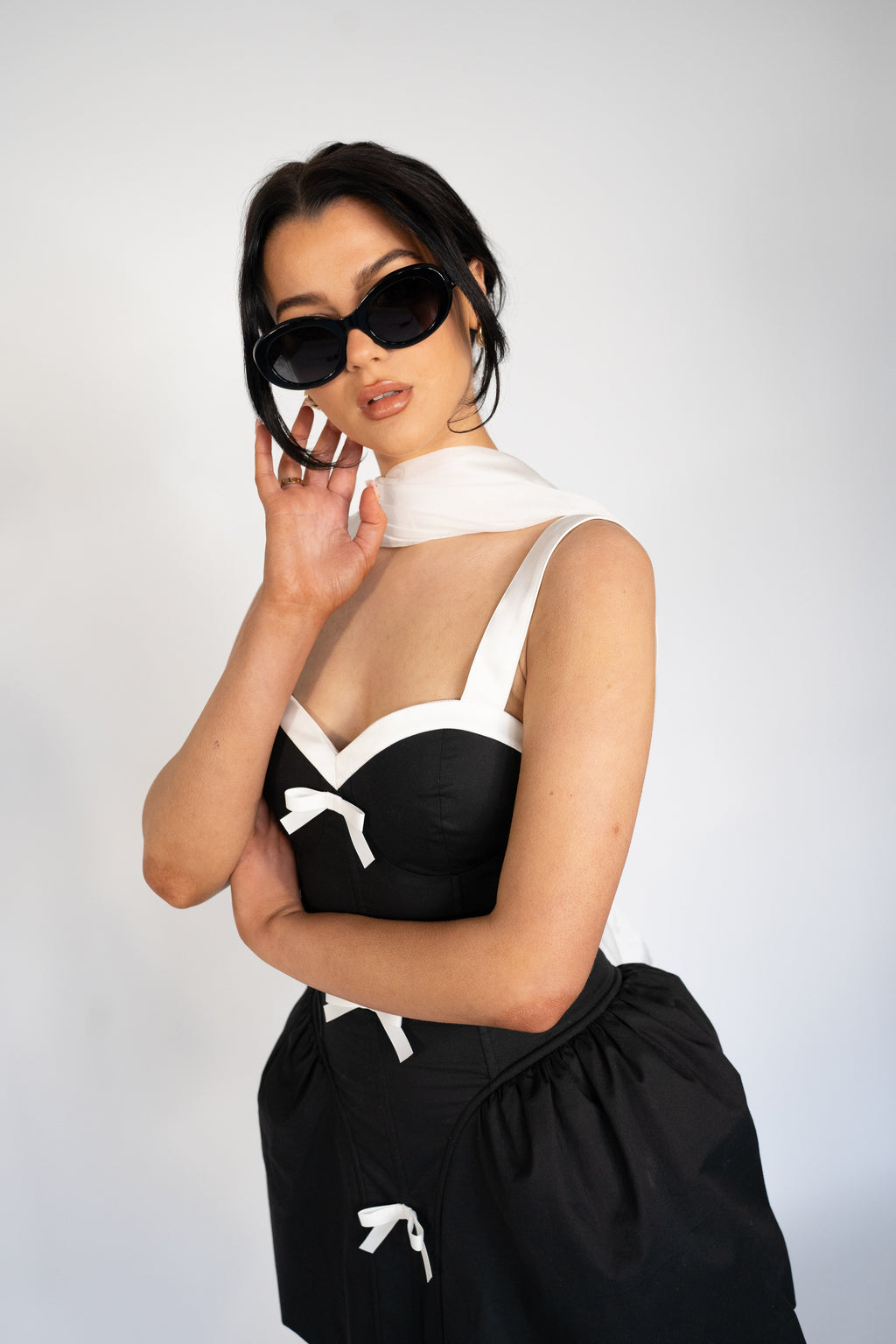 Coco Cotton Sundress Dress in Black and White
