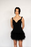 Duchess Dress in Black with Premium Feathers