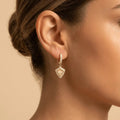 Solid Gold Earrings – Radiant Shield Pavé Drop | Gold | Majestic Jewellery