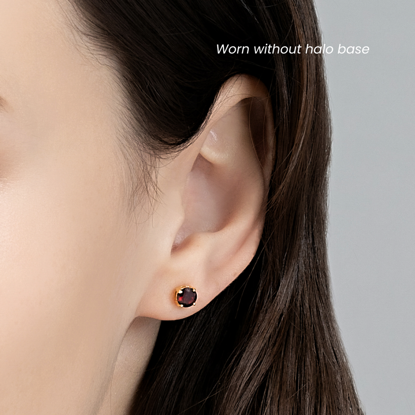 Garnet Halo Stud Earrings with Jackets in 18k Gold Vermeil